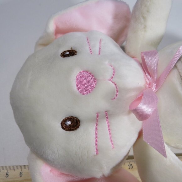 White & Pink Bunny Plush Rabbit with Corduroy, Crinkle Noises Baby - Picture 3 of 10
